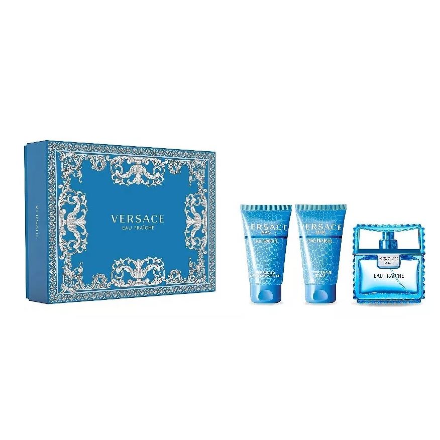 Versace Fragrance Набор Eau Fraiche Set 3 Набор Туалетная вода 50 мл + гель парфюмированный для ванны и душа 50 мл + бальзам после бритья 50 мл