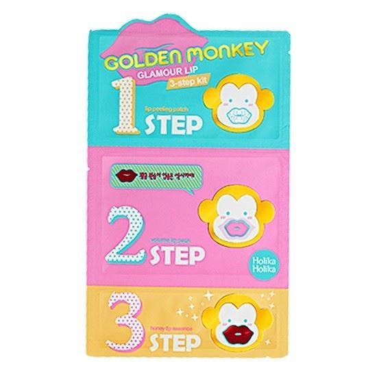 Holika Holika Face Care Golden Monkey Glamour Lip 3-Step Kit Трехступенчатый набор средств для ухода за губами 