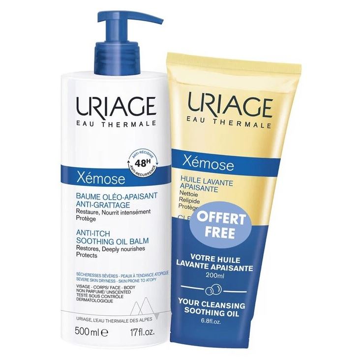 Uriage Xemose Xemose Soothing Set Набор: липидовосстанавливающий бальзам, успокаивающее очищающее масло