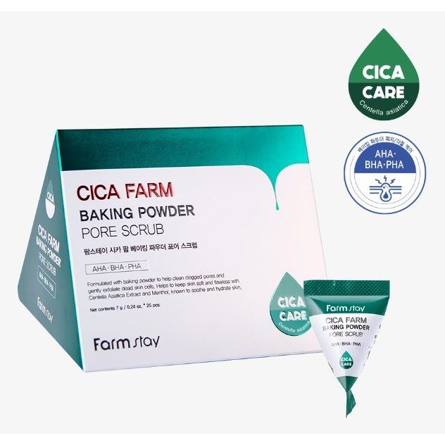 FarmStay Skin Care Cica Farm Baking Powder Pore Scrub Скраб в пирамидках для очищения пор с центолой азиатской