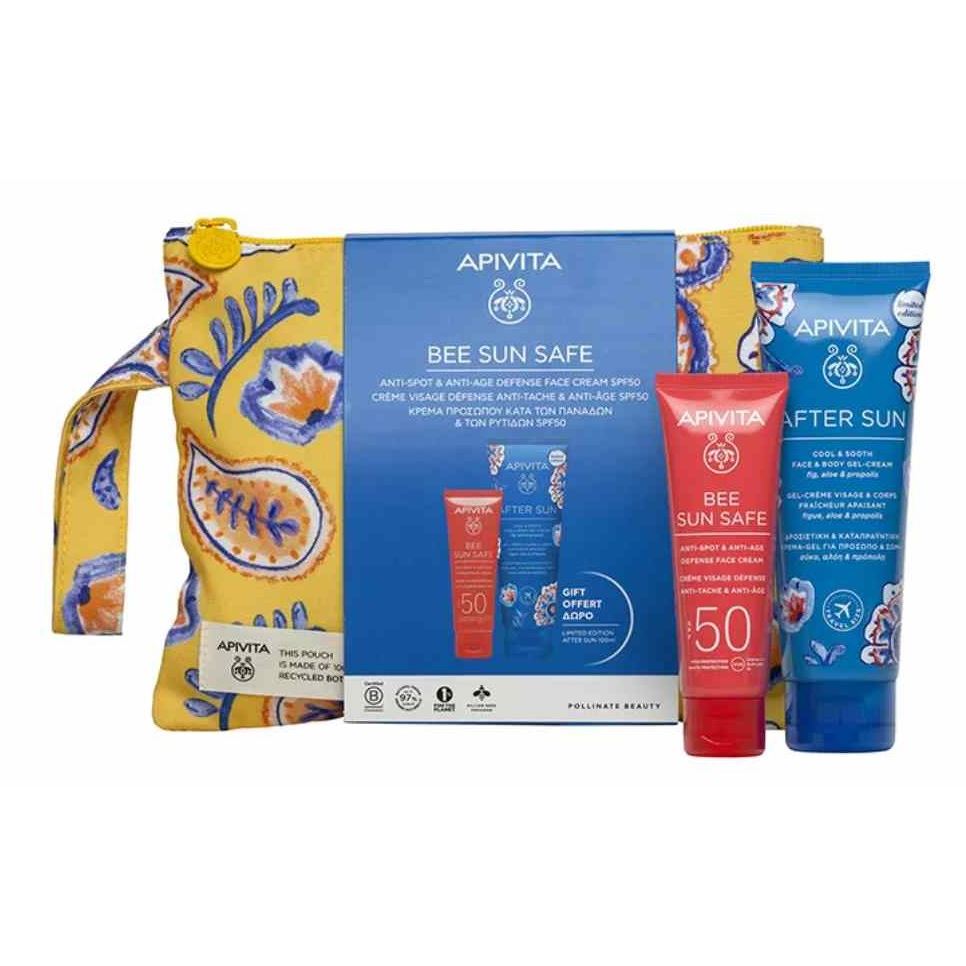 Apivita Bee Sun Safe Набор Bee Sun Safe Anti-spot & Anti-age Kit Набор: Крем SPF50 от пигментации + Крем-гель охлаждающий после солнца