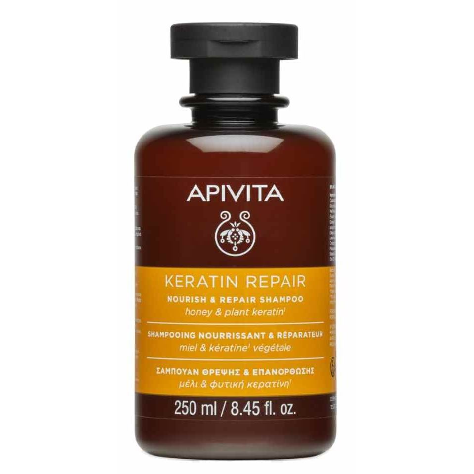 Apivita Hair Care Keratin Repair Nourish And Repair Shampoo Шампунь питательный и восстанавливающий с Растительным Кератином и Мёдом