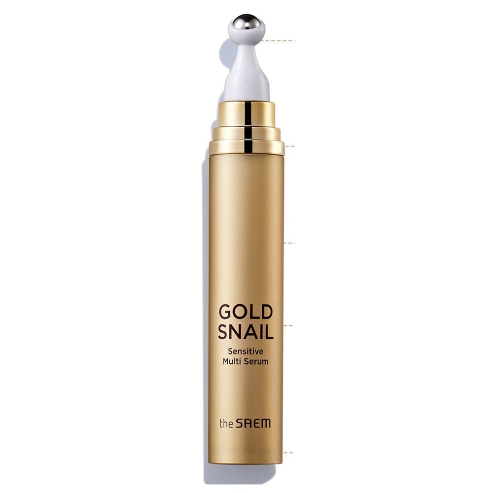 The Saem Snail Gold Snail Sensitive Multi Serum Сыворотка-роллер для лица с экстрактом золотой улитки 