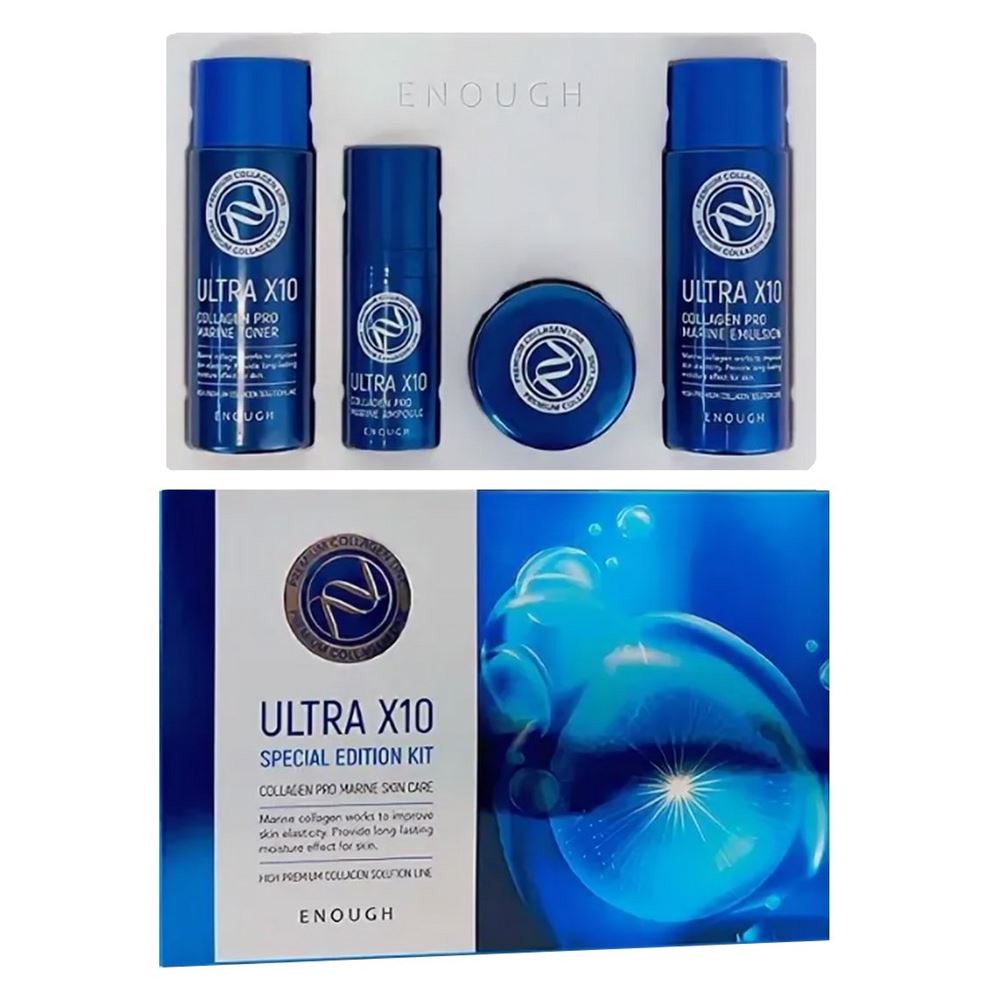 Enough Face Care Набор Premium Ultra X10 Special Edition Kit 4 Set Набор для лица с коллагеном: тонер, сыворотка, эмульсия, крем 