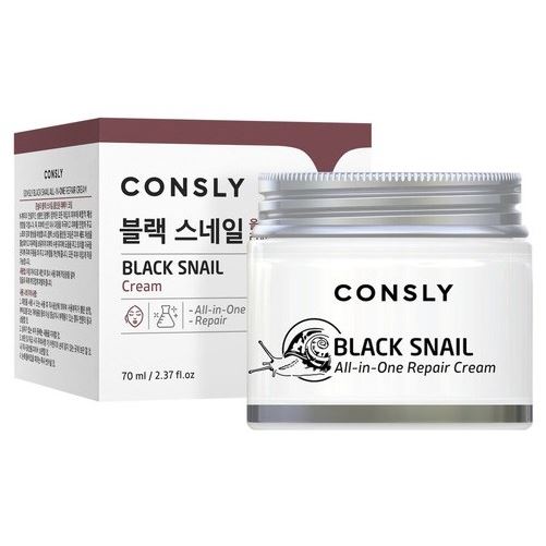 Consly Face Care Black Snail All-In-One Repair Cream Крем для лица многофункциональный восстанавливающий с муцином черной улитки 