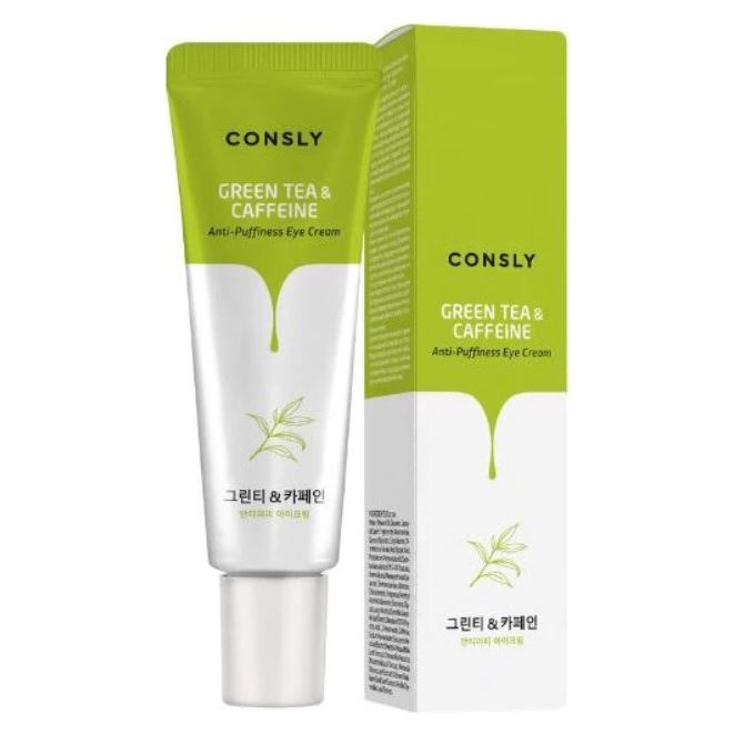 Consly Face Care Green Tea & Caffeine Anti-Puffiness Eye Cream Крем тонизирующий для век с кофеином и экстрактом зеленого чая