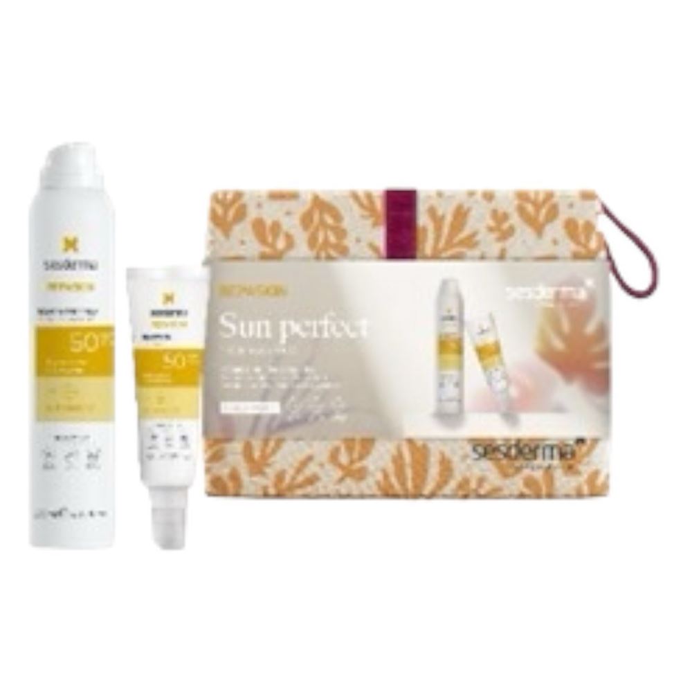 Sesderma Sun Care Набор Repaskin Sun Perfect Набор: Спрей солнцезащитный для тела SPF 50+ Средство солнцезащитное для лица SPF 50 + Косметичка