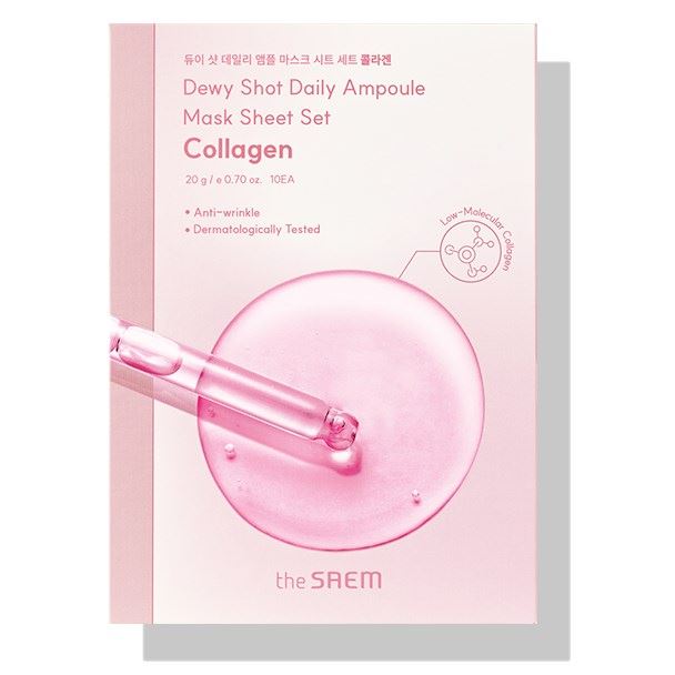 The Saem Face Care Набор Dewy Shot Daily Ampoule Mask Sheet Set Collagen Набор масок на тканевой основе