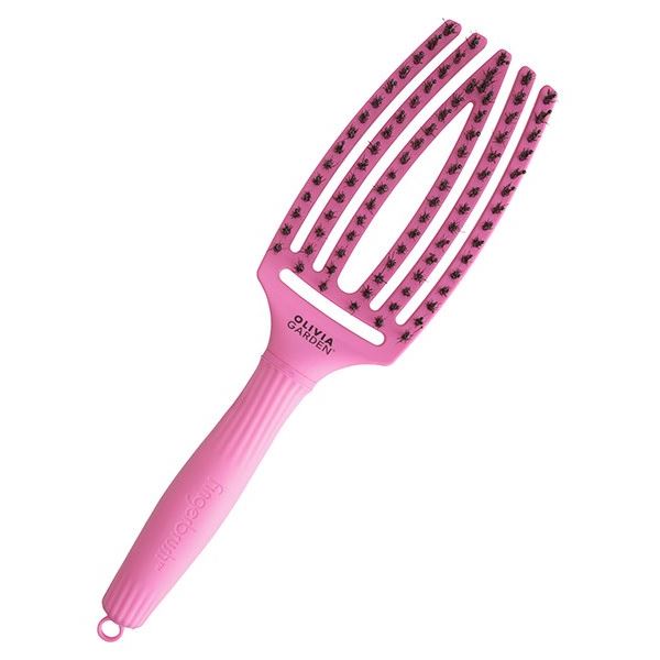 Olivia Garden Щетки и расчески для волос ID1844 Щетка для укладки Fingerbrush Boar & Nylon Bubble Pink Щетка для укладки 