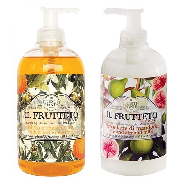 Nesti Dante Liquid Soap IL Frutteto Duo Растительное мыло-гель для рук: Инжир и миндальное молоко, оливковое масло и мандарин