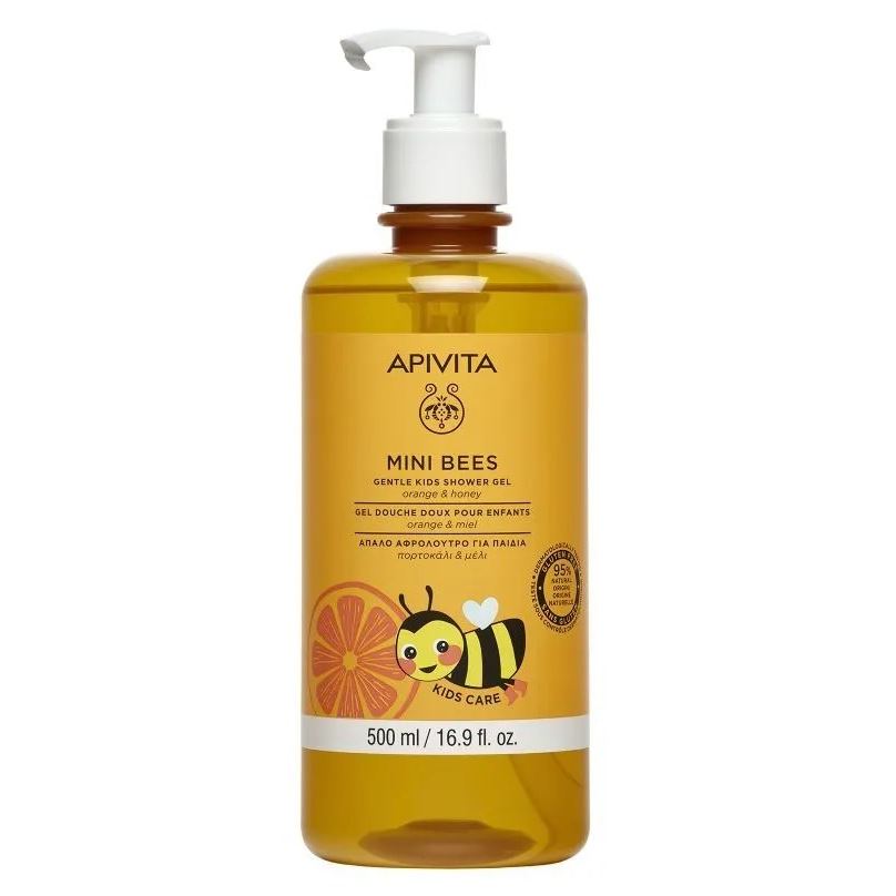 Apivita Hair Care MINI BEES Genlte Kids Shower Gel Маленькие пчёлки Детский нежный гель для душа с Апельсином и Медом