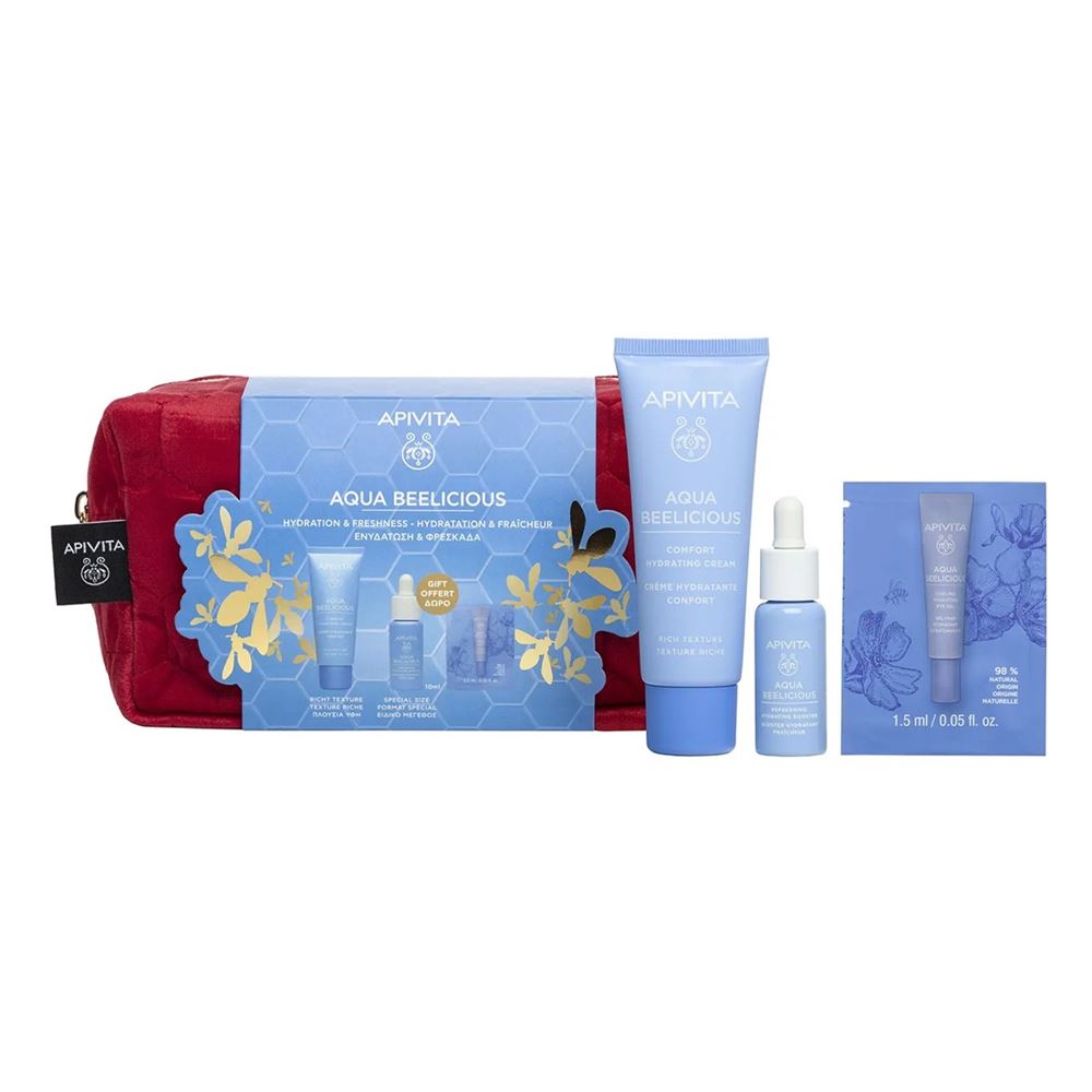 Apivita Aqua Beelicious Aqua Beelicious Set: Hydrating Cream, Hydrating Booster, Hydrating Eye Gel Набор: Увлажняющий крем 40мл+Увлажняющая сыворотка 15мл+гель для контура глаз 1,5 мл