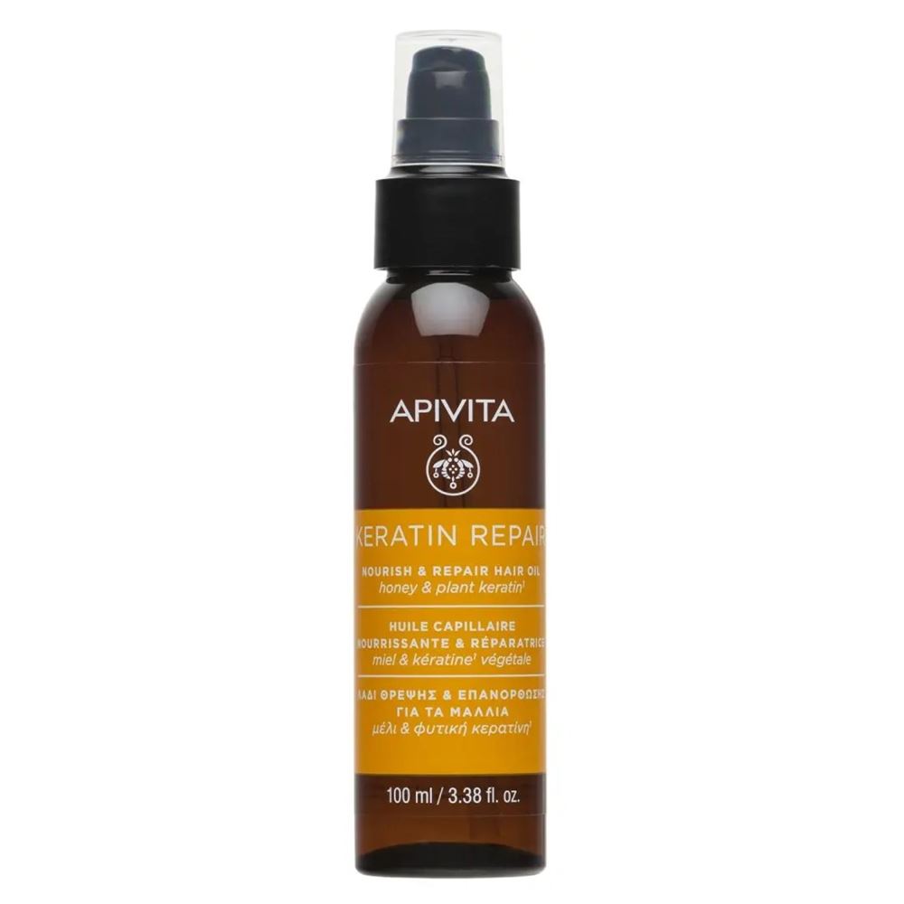 Apivita Hair Care Keratin Repair Nourish & Repair Oil Питательное и восстанавливающее масло для волос с медом и растительным кератином