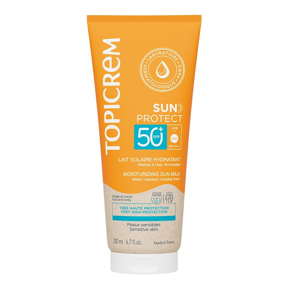 Topicrem Severely Dry Skin Sun Protect Moistrurizing Milk SPF50+  Увлажняющее солнцезащитное молочко SPF50+ 