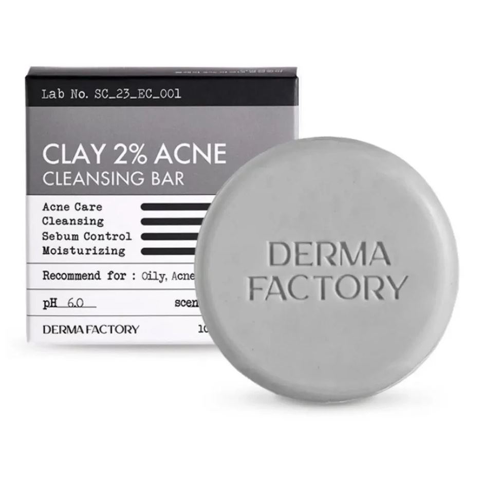 Derma Factory Face Care Clay 2% Acne Cleansing Bar Очищающее мыло для жирной и проблемной кожи 