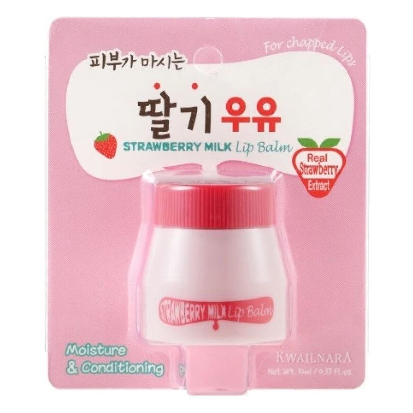 Welcos Skin Care Kwailnara Strawberry Milk Lip Balm Бальзам для губ с экстрактом клубники 