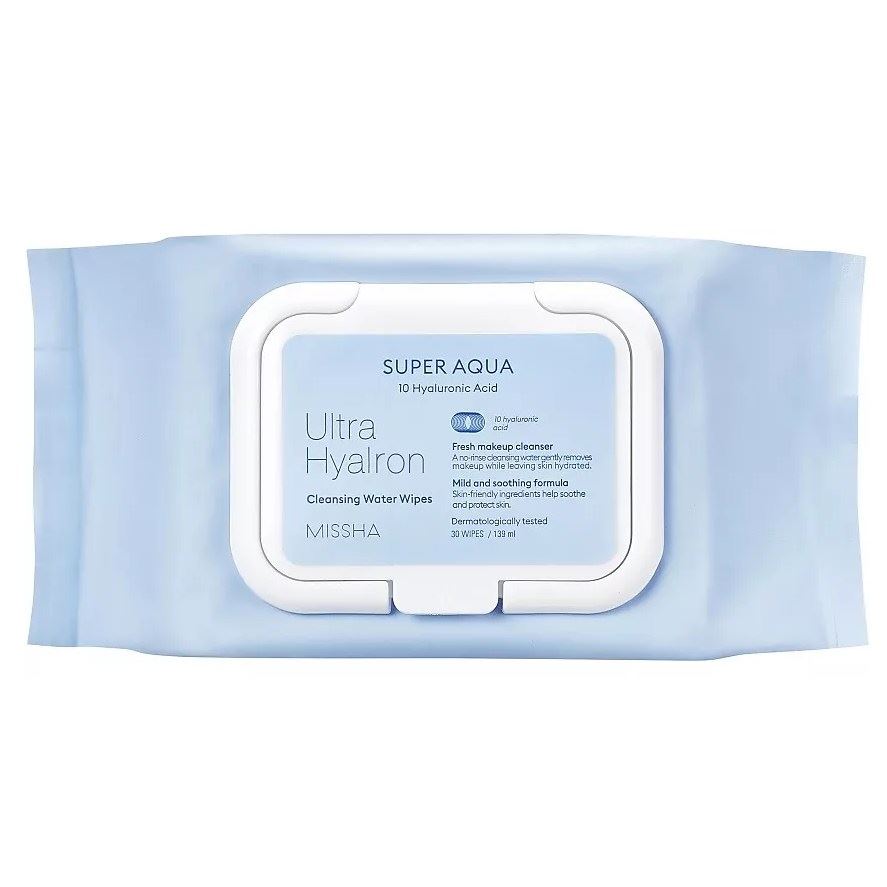 Missha Face Care Aqua Ultra Hyalron Cleansing Water Wipes Салфетки для умывания и снятия макияжа с маслами