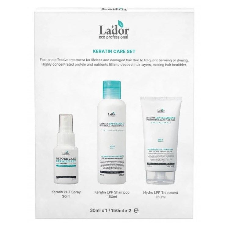 Lador Hair Care Набор Keratin Care Set Набор: шампунь, маска для волос, спрей